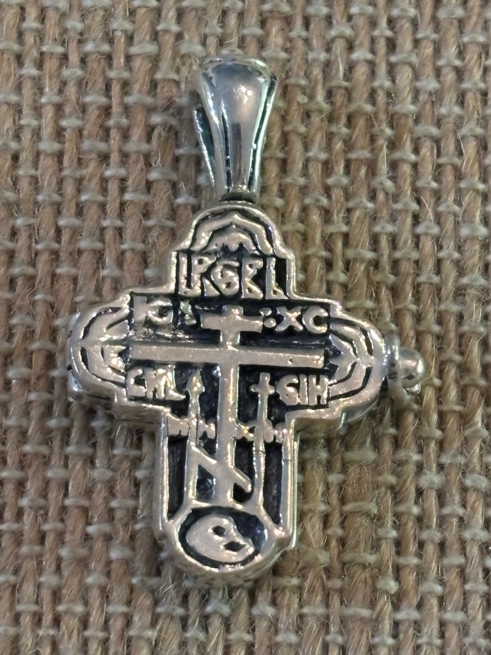 Vintage 925 cross locket pendant Eastern Orthodox Prayer Relic 3.59g